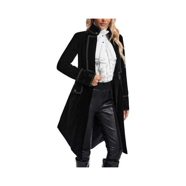 SUPLEAP Women's Victorian Gothic Vintage Ski & Snow Wear Long Steampunk Coat with Zipper Closure Breathable Pirate Jacket