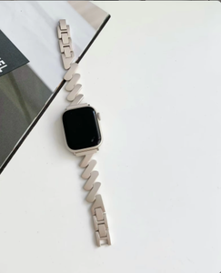 สายนาฬิกาข้อมือสแตนเลสสตีล ดีไซน์หรูหรา รูปทรงคลื่น สำหรับ <span class=keywords><strong>Apple</strong></span> <span class=keywords><strong>Watch</strong></span> ขนาด 38 <span class=keywords><strong>40</strong></span> 41 42 44 45 มม. สายโลหะเงางาม - Product Image 1