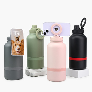 32oz 2 in 1 yalıtımlı paslanmaz çelik yem kasesi manyetik kapak taşınabilir köpek su şişesi - Product Image 5