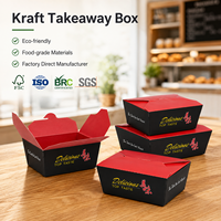 Boîte alimentaire à emporter en kraft avec revêtement anti-graisse et logo personnalisé pour service de restauration et déjeuner