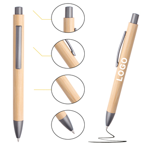 2025 Wholesale Eco-friendly Natural Recycled Click Bamboo Wood Ballpoint <b>Pen</b> With Custom Logo Printed Laser Engraved Manufacture - Product Image 2