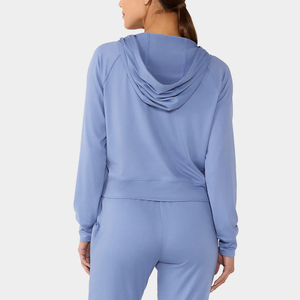 <span class=keywords><strong>Felpa</strong></span> Sportiva da Donna Personalizzata OEM <span class=keywords><strong>con</strong></span> Logo, <span class=keywords><strong>Zip</strong></span> e Coulisse, Crop Top <span class=keywords><strong>in</strong></span> <span class=keywords><strong>Pile</strong></span> Leggero ad Asciugatura Rapida per Palestra - Product Image 2