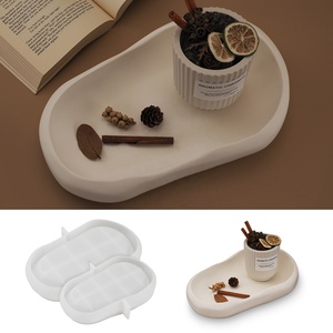 Bandeja de paleta ovalada Irregular CARATTE, molde de silicona de hormigón, plato de almacenamiento de joyería, molde de resina epoxi para cemento <span class=keywords><strong>Jesmonite</strong></span> - Product Image 2