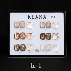 Kit de vernis gel UV/LED effet œil de chat 6 couleurs rose nude, translucide, avec perles de verre magnétiques et nuancier - Product Image 3