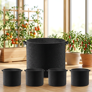 Sacs <span class=keywords><strong>de</strong></span> culture <span class=keywords><strong>de</strong></span> 5 gallons, lot <span class=keywords><strong>de</strong></span> 4, sacs à plantes en tissu non tissé résistants, pots <span class=keywords><strong>de</strong></span> culture respirants avec poignées - Product Image 2