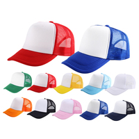 Casquette de baseball promotionnelle vierge à 5 panneaux pour adulte avec logo personnalisé, casquette de camionneur en maille polyester pour sublimation