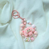 Nouveau Porte-clés Lapin à Longues Oreilles 3D Flocqué, Figurine Mignonne avec Chaîne Perlée, Accessoire Suspendu pour Sac Surprise, Porte-clés Lapin en Peluche