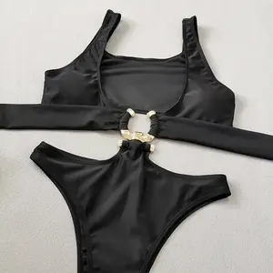 2024 Popular Chest Metal Ring Hot Sale One-Piece Bikini Sexy Swimwear Beachwear