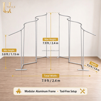 Support de toile de fond modulaire en aluminium robuste en forme de S, cadre métallique incurvé portable pour la décoration de scène de mariage, de fête ou d'événement