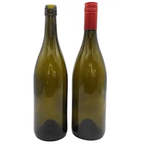 Garrafas de vidro antigas de cor verde Borgonha atacado garrafa de vidro de vinho 750ml 75CL com tampa de rosca