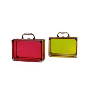 Jaune acrylique <span class=keywords><strong>maquillage</strong></span> organisateur mallette de <span class=keywords><strong>rangement</strong></span> usage spécial cosmétiques affichage étui de transport pour bijoux cheveux accessoires - Product Image 5