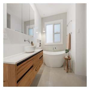 Vasque de salle de bain double en surface solide de 72 pouces - Product Image 5