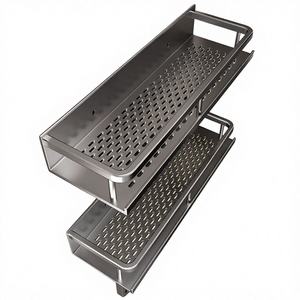 Estante de Almacenamiento de <span class=keywords><strong>Baño</strong></span> de Aluminio Gris Metálico de 2 Niveles, Resistente al Polvo y a la Humedad, <span class=keywords><strong>Sin</strong></span> Necesidad de Lavado, <span class=keywords><strong>Sin</strong></span> Perforaciones, Montado en la Pared, para Balcón - Product Image 1