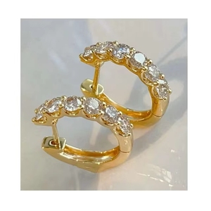 Xinfly Hop 18k Solid Gold 0.90ct Hola <b>Clip</b> Hoop Huggie Earrings - Product Image 1