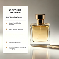 Botol Parfum Kosong Mewah Botol Kaca Persegi Transparan Tutup Logam Emas Kemasan Parfum Premium Grosir