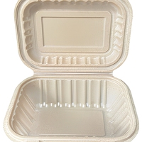 Emballages alimentaires biodégradables en fibre de coque de riz pour restaurants de restauration rapide, boîtes à clapet jetables sans BPA, compatibles micro-ondes, 800 ml