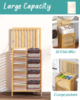 Panier à linge en tissu de bambou imperméable personnalisé avec couvercle, grande capacité durable pour le linge de camping