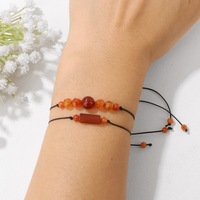 Nouveauté Mode Vente en Gros Prix Usine 2 Pièces Bracelets en Corde Tressée avec Perles de Pierre Naturelle Œil de Tigre, Quartz Rose, Amazonite et Carte