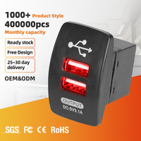 Chargeur double USB avec interrupteur à bascule 12-24V DC 5V 3.1A avec indicateur LED pour voiture, camion, bateau, marine, camping-car, prise d'alimentation USB à montage sur panneau