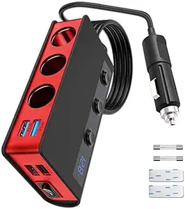 Qc 3.0,7-In-1,3 Sockets Sigarettenaansteker Splitter & 4-Port Usb, 180W 12V/24V Auto Adapter.3 Onafhankelijke Aan/Uit