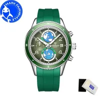 Montre à quartz pour homme Mark Fairwhale, boîtier en acier, aiguilles lumineuses, date, semaine, étanche, bracelet en caoutchouc FW-5730