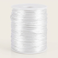 Cordon en nylon satiné blanc de 1,5 mm, fil de soie pour la fabrication de bijoux, bobine de 100 m, fil doux et lisse pour le macramé, bracelets DIY