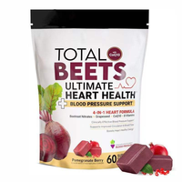 Bonbons gélifiés de betterave pure en vrac avec vitamine D3, B12 et coenzyme Q10 pour adultes