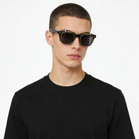 Lunettes de soleil à clipser classiques rétro avec monture noire et rivets, verres polarisés, pour collections en gros et marques privées