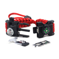 Bracelet de survie multifonctionnel de style militaire en paracorde, équipement de plein air avec boussole intégrée pour le camping en montagne