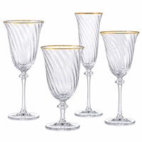 Ensemble de verrerie en cristal de luxe avec bordure dorée, flûtes à champagne, verres à vin rouge et blanc, gobelets, verres à pied pour mariage, hôtel, restaurant