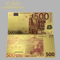 Billets de banque européens colorés de 5 à 10 millions d'Euros, plaqués or 24 carats, pour collection