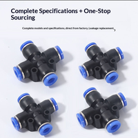 Conector Neumático de Cuatro Vías PZA Blue-Cap, Conexión Rápida para Manguera de Aire, Adaptador de Plástico, Hecho en China