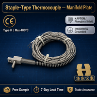 Thermocouple à broches HUADONG disponible avec deux options de câblage : blindage en polyimide et blindage en fibre de verre K/E/J