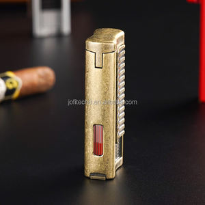 JOFI High Quality <b>Custom</b> Logo Butane 2 Jets Torch <b>Lighter</b> with Four Flames Refillable Business Gifts with cigar punch - Product Image 5