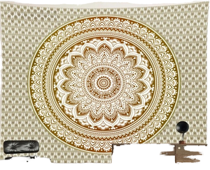 Tapisserie murale Mandala dorée ombrée de grande qualité, décoration traditionnelle indienne hippie pour chambre, suspension artistique orientale pour chambre à coucher - Product Image 1