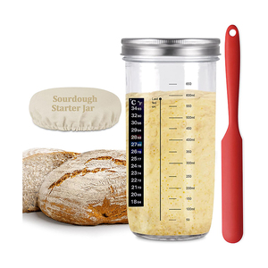 35oz Levain Starter Verre Bocal Thermomètre Grattoir Outil 1000ml Levain Conteneur Kit Maison Pause Cuisson Outil - Product Image 1