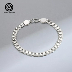 SL819 Bracciale da <span class=keywords><strong>Uomo</strong></span> di Tendenza a Maglia Cubana <span class=keywords><strong>Argento</strong></span> Sterling <span class=keywords><strong>925</strong></span> Classico Larghezza 3/4/5/6/7mm Bracciale Raffinato Gioielli per <span class=keywords><strong>Uomo</strong></span> Donna - Product Image 1