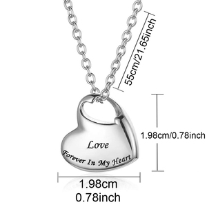 Kalung liontin berbentuk hati dari baja tahan karat yang dapat dibuka untuk menyimpan rambut hewan peliharaan, parfum, dan kenang-kenangan. - Product Image 2