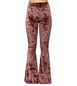 Pantaloni a Zampa in <span class=keywords><strong>Velluto</strong></span> da Donna, <span class=keywords><strong>Leggings</strong></span> Casual a Campana per Yoga con Chiusura Elastica in Vita, Tinta Unita per Ragazze e Signore - Product Image 1