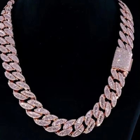 Cadena de eslabones cubanos de moissanita de 18 mm de gran venta, corte baguette helado VVS, pasa la prueba del diamante, incluye bolsa, chapado en oro de 14k y 10k