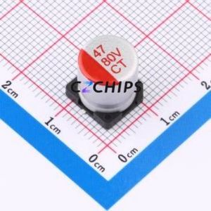 Condensateur solide SMD CT1K470M1010, D10xL10.5mm (Capacité : 47uF) (Précision : 20%) Tension nominale : 80V - Product Image 1
