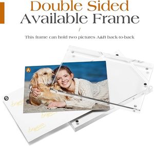 Cadre <span class=keywords><strong>photo</strong></span> magnétique horizontal double face 4x6, cadre transparent sans bordure, présentoir de bureau autoportant, cadre <span class=keywords><strong>photo</strong></span> magnétique en acrylique - Product Image 3