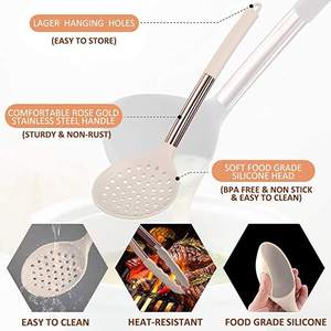 Silicone Cooking Utensil Set Fungun <b>Kitchen</b> Utensils Set with Copper Handle 24 Pcs <b>Kitchen</b> <b>Gadgets</b> <b>Tools</b> Set Non-stick Heat - Product Image 6