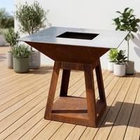 Barbecue en acier Corten - Finition rouille moderne, barbecue au charbon de bois portable pour les fêtes de famille et l'utilisation en extérieur à la maison