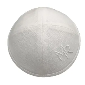 Kippa en coton blanc personnalisé pour hommes et garçons Kippa juive traditionnelle Belle Kipah en coton blanc Lot de 5 pièces Taille unique