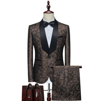 Ensemble deux pièces slim pour homme, col montant, idéal pour mariages, banquets et affaires, toute l'année