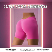 Leggings de yoga et shorts de sport pour femmes en polyamide élasthanne de haute qualité, grande taille, 260g, couleur unie, froncé aux fesses, taille élastique