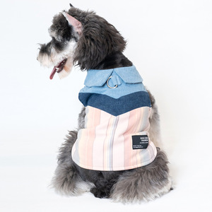 Rompi hewan peliharaan Denim musim dingin XS kecil, dengan desain bergaris poliester tali anjing untuk berjalan pola cetak untuk kucing dan anjing