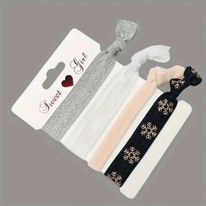 Pulsera de la serie Custom Logo con diseño de copo de nieve, alce y letras de Feliz Navidad, lazo para el pelo anudado, promocional - Product Image 4