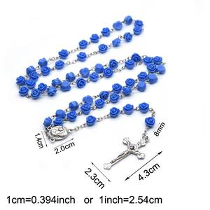 Colgante de Cruz de María Católica de Nazaret con Cuentas de Perlas de Colores para Collar de Rosario - Product Image 2